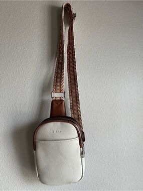 Telena Cream & Brown Crossbody Bag with Adjustable Strap
